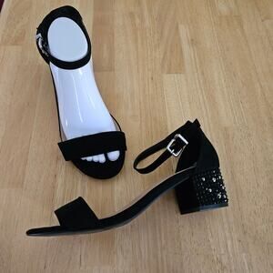Torrid Embellished Block Heel Strappy Sandals Black Sz 10 Wide EUC